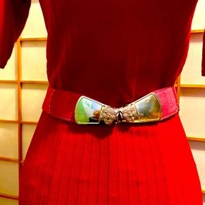 Pink Cheetah Waist Belt, Elastic pink rhinestones